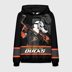 Толстовка-худи мужская Анахайм Дакс, Anaheim Ducks, цвет: 3D-черный