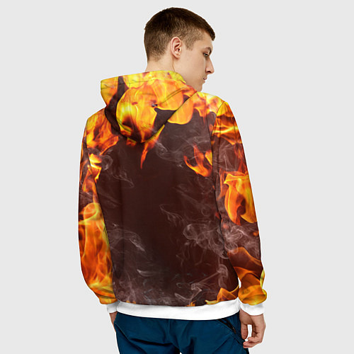 Мужская толстовка CYBER DEMON IN FIRE DOOM BOSS / 3D-Белый – фото 4