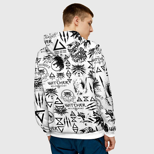 Мужская толстовка THE WITCHER LOGOBOMBING ЧЁРНО БЕЛЫЙ ВЕДЬМАК ПАТТЕР / 3D-Белый – фото 4