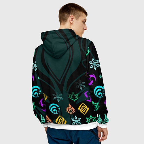 Мужская толстовка GENSHIN IMPACT ГЕНШИН ИМПАКТ СЯО МАСКА / 3D-Белый – фото 4