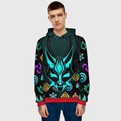 Толстовка-худи мужская GENSHIN IMPACT ГЕНШИН ИМПАКТ СЯО МАСКА, цвет: 3D-красный — фото 2