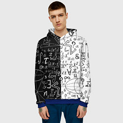 Толстовка-худи мужская ЧЁРНО БЕЛЫЕ ФОРМУЛЫ ФИЗИКА МАТЕМАТИКА, цвет: 3D-синий — фото 2
