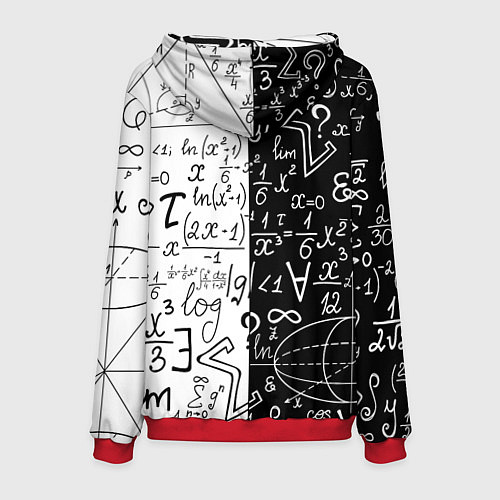 Мужская толстовка ЧЁРНО БЕЛЫЕ ФОРМУЛЫ ФИЗИКА МАТЕМАТИКА / 3D-Красный – фото 2