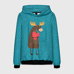 Мужская толстовка Душевный лось с сердцем