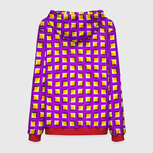 Мужская толстовка Фиолетовый Фон с Желтыми Квадратами Иллюзия Движен / 3D-Красный – фото 2