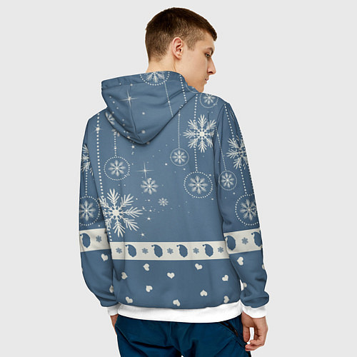 Мужская толстовка New Years Deer / 3D-Белый – фото 4