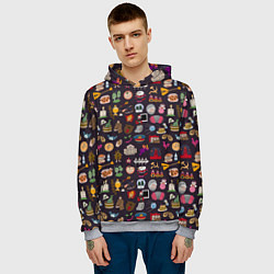 Толстовка-худи мужская Российская история и русская культура паттерн, цвет: 3D-меланж — фото 2