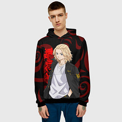 Толстовка-худи мужская МАЙКИ МАНДЗИРО САНО КРАСНЫЙ ОРНАМЕНТ, цвет: 3D-черный — фото 2