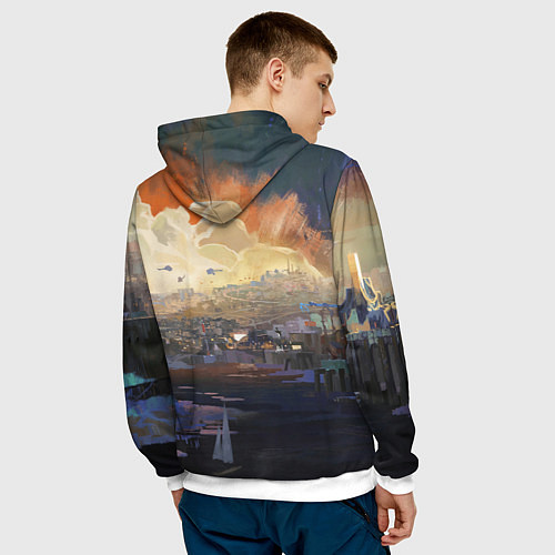 Мужская толстовка Disco Elysium Harrier Du Bois / 3D-Белый – фото 4