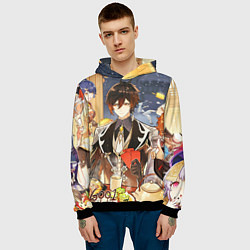 Толстовка-худи мужская НОВЫЙ ГОД В ГЕНШИН ИМПАКТ, ЗАСТОЛЬЕ, цвет: 3D-черный — фото 2