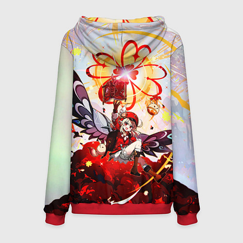 Мужская толстовка Кли с крыльями при взрыве Genshin Impact / 3D-Красный – фото 2