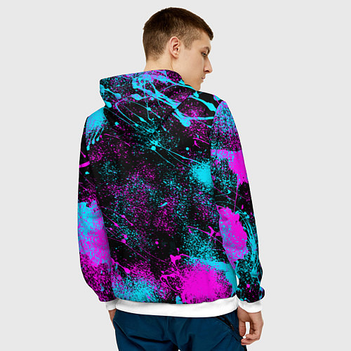 Мужская толстовка НЕОНОВЫЙ БТС NEON BTS / 3D-Белый – фото 4