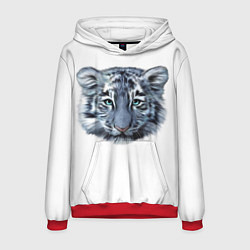 Толстовка-худи мужская Взгляд белого тигра, цвет: 3D-красный