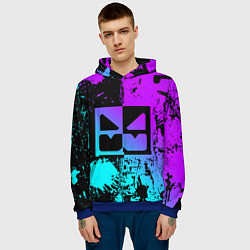 Толстовка-худи мужская GEOMETRY DASH NEON LEVELS SMILE, цвет: 3D-синий — фото 2