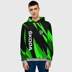 Толстовка-худи мужская SKODA Логотип Узор, цвет: 3D-меланж — фото 2