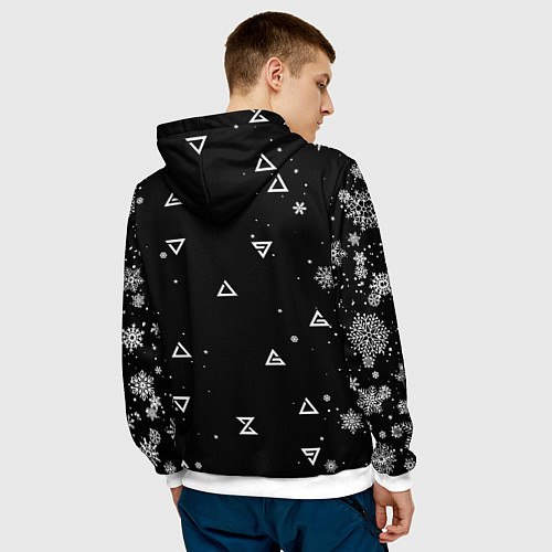 Мужская толстовка ЧЁРНЫЙ СВИТЕР ВЕДЬМАК НОВОГОДНИЙ / 3D-Белый – фото 4