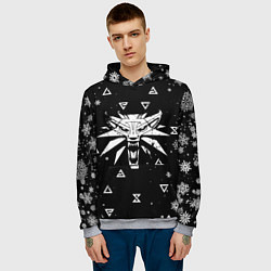 Толстовка-худи мужская ЧЁРНЫЙ СВИТЕР ВЕДЬМАК НОВОГОДНИЙ, цвет: 3D-меланж — фото 2