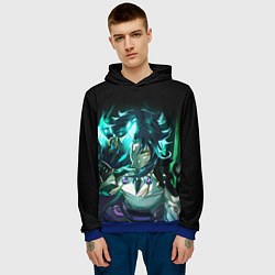 Толстовка-худи мужская СЯО С МАСКОЙ, ГЕНШИН ИМПАКТ, цвет: 3D-синий — фото 2