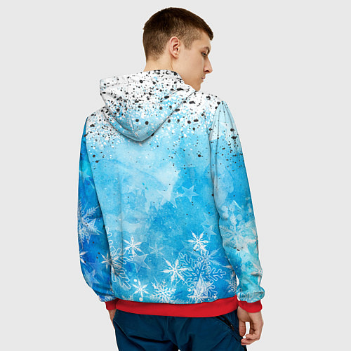 Мужская толстовка Санта на дино 2024 / 3D-Красный – фото 4