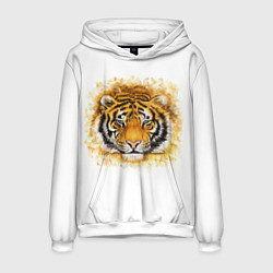 Толстовка-худи мужская Дикий Тигр Wild Tiger, цвет: 3D-белый