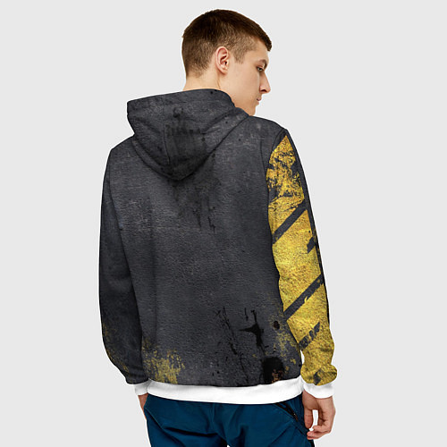 Мужская толстовка Полосатый кот на асфальте / 3D-Белый – фото 4