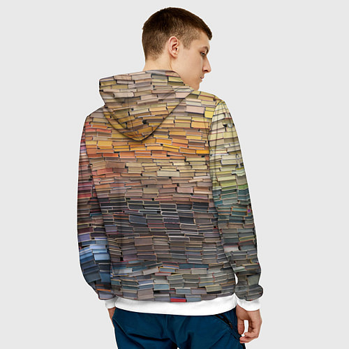 Мужская толстовка Книжные кирпичики знаний / 3D-Белый – фото 4