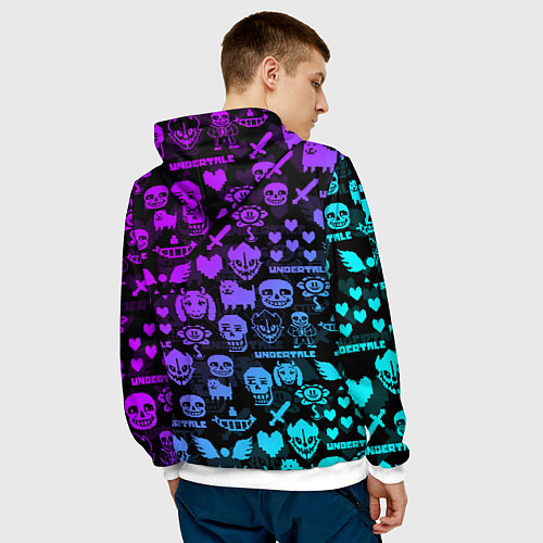 Мужская толстовка UNDERTALE NEON PATTERN УЗОР / 3D-Белый – фото 4