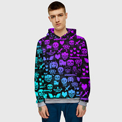 Толстовка-худи мужская UNDERTALE NEON PATTERN УЗОР, цвет: 3D-меланж — фото 2