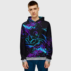 Толстовка-худи мужская SONIC NEON СОНИК НЕОН, цвет: 3D-меланж — фото 2