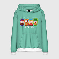 Толстовка-худи мужская South Park - Южный парк Кенни, Кайл, Эрик и Стэн, цвет: 3D-белый