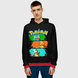 Толстовка-худи мужская Стартовые покемоны - Pokemon, цвет: 3D-красный — фото 2