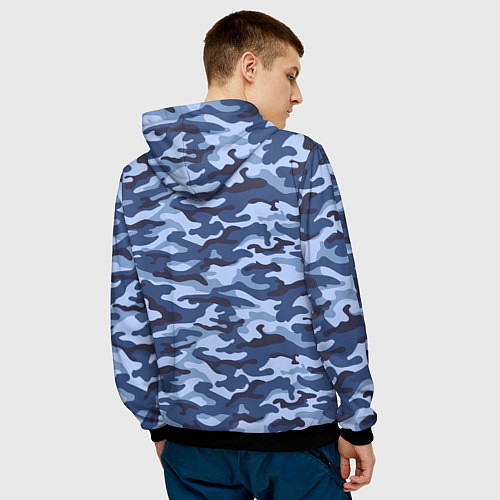 Мужская толстовка Синий Камуфляж Camouflage / 3D-Черный – фото 4
