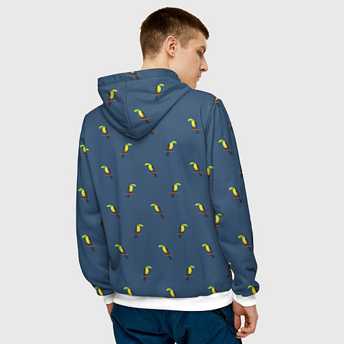 Мужская толстовка Тукан паттерн / 3D-Белый – фото 4