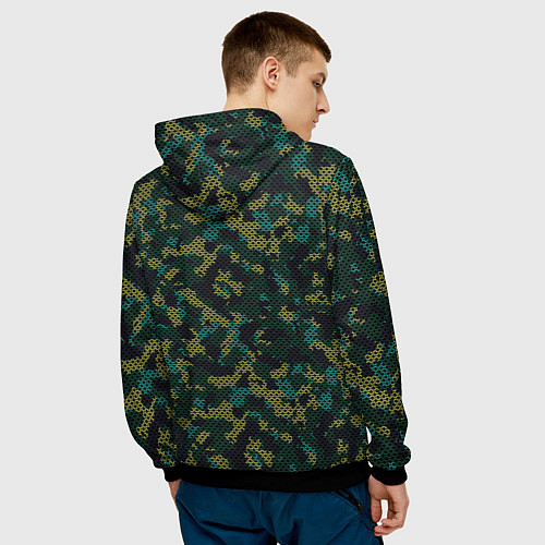 Мужская толстовка Модный камуфляж с холстовой сеткой / 3D-Черный – фото 4