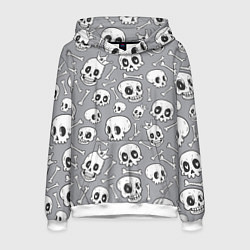 Толстовка-худи мужская Skulls & bones, цвет: 3D-белый