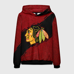 Толстовка-худи мужская Chicago Blackhawks, Чикаго Блэкхокс, цвет: 3D-черный