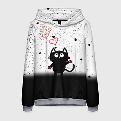 Мужская толстовка Котик в тумане Сердечки