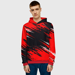 Толстовка-худи мужская БЕЛО-КРАСНАЯ КРАСКА, цвет: 3D-красный — фото 2