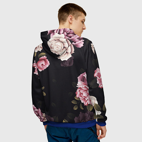 Мужская толстовка РОЗЫ И ПИОНЫ / 3D-Синий – фото 4