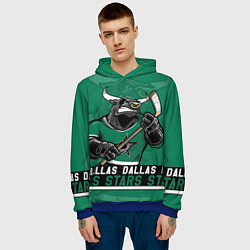 Толстовка-худи мужская Dallas Stars, Даллас Старз, цвет: 3D-синий — фото 2