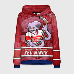 Толстовка-худи мужская Детройт Ред Уингз, Detroit Red Wings Маскот, цвет: 3D-синий
