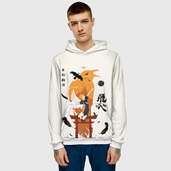 Толстовка-худи мужская Волейбол Fly High Hinata, цвет: 3D-белый — фото 2