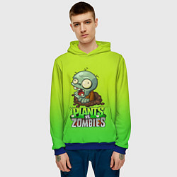 Толстовка-худи мужская Plants vs Zombies зомби, цвет: 3D-синий — фото 2