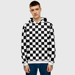 Толстовка-худи мужская Chess Squares Cubes, цвет: 3D-белый — фото 2