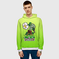Толстовка-худи мужская Plants vs Zombies зомбо-рука, цвет: 3D-белый — фото 2