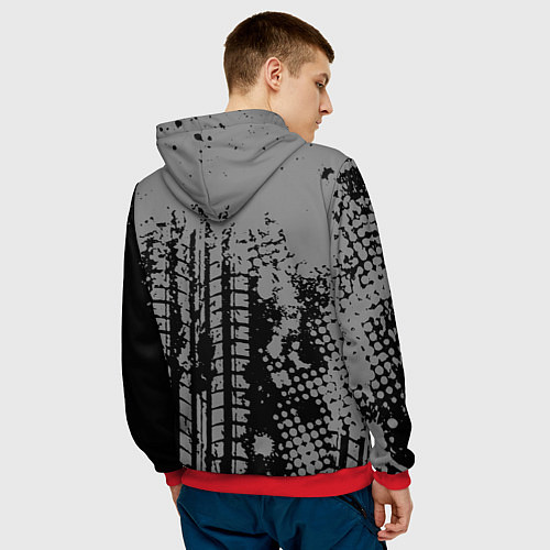 Мужская толстовка Audi следы от шин / 3D-Красный – фото 4