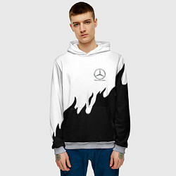 Толстовка-худи мужская Mercedes-Benz нарисованный огонь, цвет: 3D-меланж — фото 2
