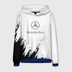 Толстовка-худи мужская Mercedes-Benz - White texture, цвет: 3D-синий