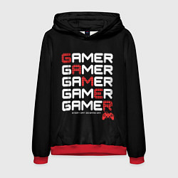 Толстовка-худи мужская GAMER - GAMER - GAMER, цвет: 3D-красный