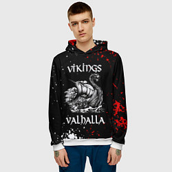 Толстовка-худи мужская Викинги: Вальхалла Vikings: Valhalla, цвет: 3D-белый — фото 2